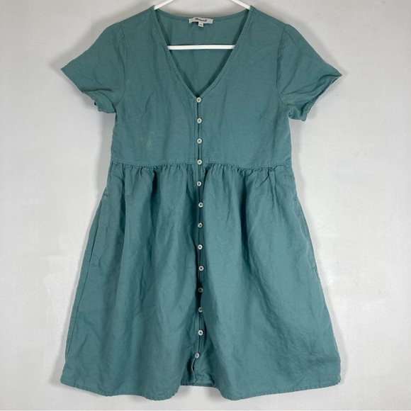 Madewell Dresses & Skirts - Madewell Mini Dress Babydoll Womens XS Green Alexandra Button Front Cottagecore